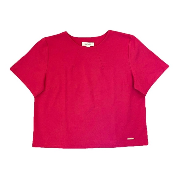 Nine West Womens Short Sleeves Top Crew Neck Jazz Berry Stretch Size L - NWT $69 - Picture 1 of 13